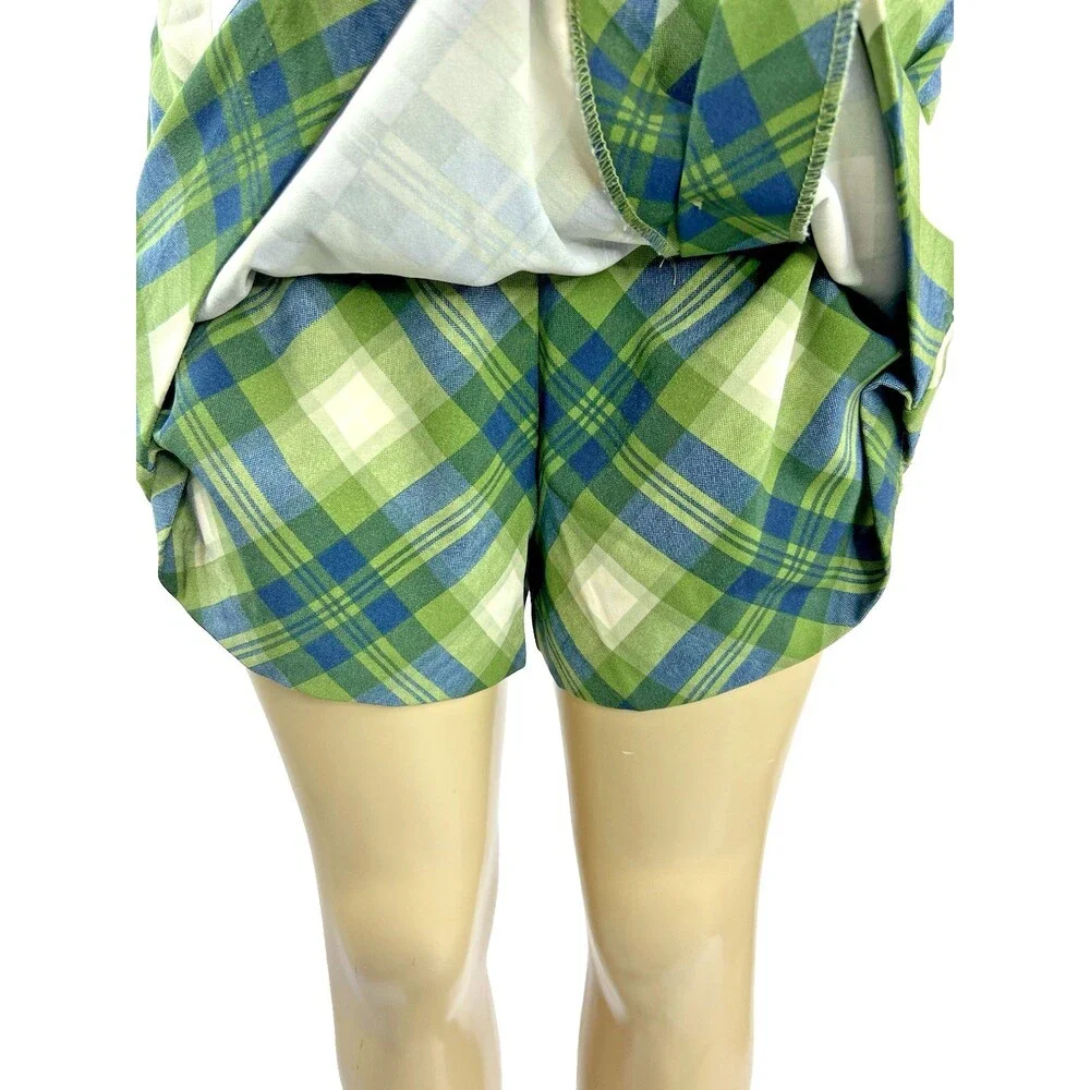 WeWoreWhat 3 Piece Suit Set Size L Cropped Blazer Skort Wrap Top Green Plaid
